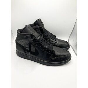 Nike Air Jordan 1 Mid Triple Black Sneakers Mens Size 8